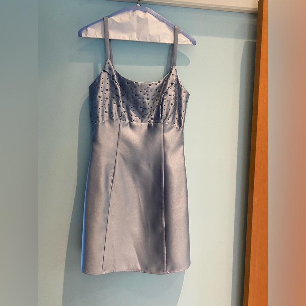 Slate blue sparkly cocktail dress
